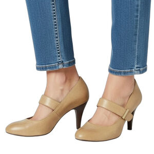 Kelly & Katie Mary Jane Heels Tan Vegan Leather Size 6.5